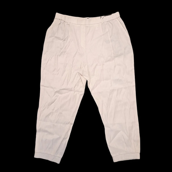 NEW Express White Elastic Waist High Rise Ankle Dressy Jogger Style Pants Sz XL - Picture 1 of 9